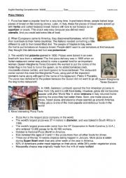 English Worksheet: Pizza History