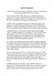 English Worksheet: Todd Parrs biography