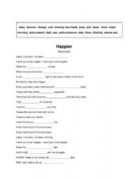 English Worksheet: Fill the blanks - Happier lyric