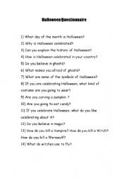 Halloween Questionnaire