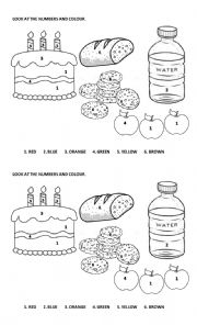 English Worksheet: COLOUR BY NUMBER