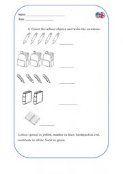English Worksheet: School Objects