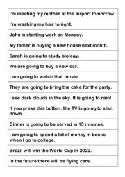English Worksheet: Future sentences for grammar auction