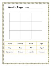 English Worksheet: Months Bingo