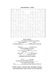 English Worksheet: SONG: Sucker  Jonas Brothers Text Maze and Gap Fill