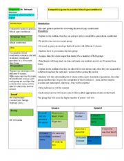 English Worksheet: Competitive game to practice Mixed type conditional