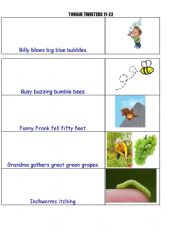 English Worksheet: TONGUE TWISTERS