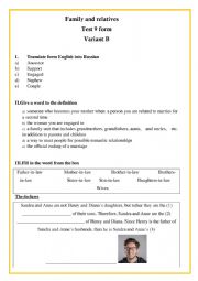 Family and relatives. Test.Variant B