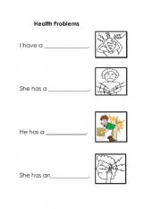 English Worksheet: health problems