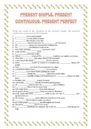 Present tenses contrast + KEY