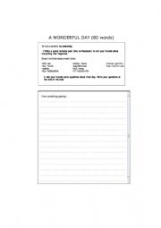 English Worksheet: WRITING past wonderful day