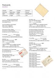 English Worksheet: Postcards by James blunt Worksheet