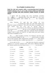 English Worksheet: Cloze for Intermediate level