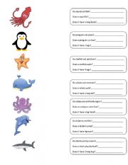 English Worksheet: Do/Does questions with sea animals