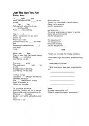 English Worksheet: Just the way you are - Bruno Mars