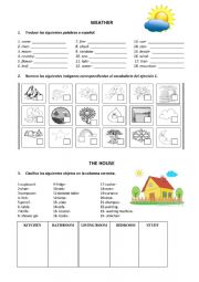 English Worksheet: VOCABULARY: WEATHER AND THE HOUSE
