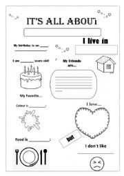 English Worksheet: All about me
