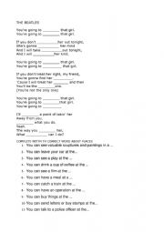 English Worksheet: the beatles and vocabulary for places