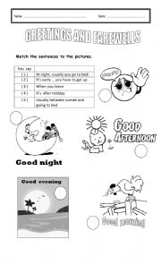 English Worksheet: GREETINGS AND FAREWELLS