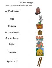 English Worksheet: The three little pigs