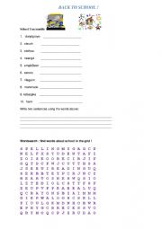English Worksheet: back to school vocabulary practice