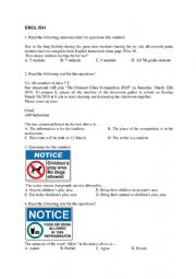 English Worksheet: Short Reading