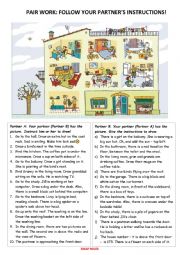 English Worksheet: Pair work activity: follow the instructions and draw...