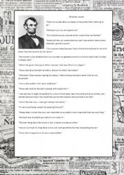 English Worksheet: Abrahan Lincoln Quotes Discussion
