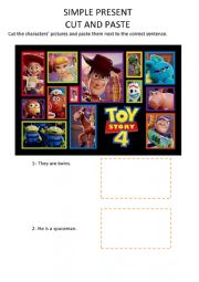TOY STORY-CUT AND PASTE-SIMPLE PRESENT