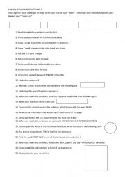 English Worksheet: CAN YOU FOLLOW INSTRUCTIONS ?                                                                                                                                                 CAN YOU FOLLOW INSTRUCTIONS ?                                                    