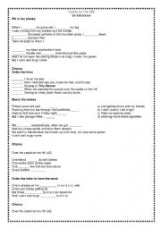 English Worksheet: Castle on the Hill, Past Simple song