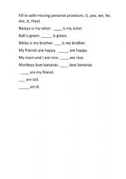 English Worksheet: Pesonal pronouns