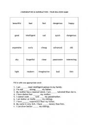 English Worksheet: COMPARATIVES and SUPERLATIVES - four-in-a-row game