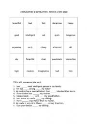 English Worksheet: COMPARATIVES and SUPERLATIVES - four-in-a-row game