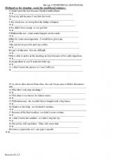 English Worksheet: Conditional rewriting sentences