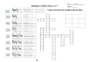 English Worksheet: numbers-what time is it?