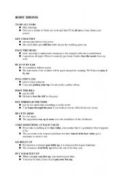 English Worksheet: body idioms