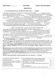 English Worksheet: Diagnostic  test 9th form