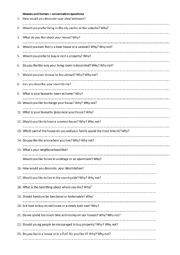 English Worksheet: Houses and homes  - conversation questions
