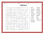 Autumn / Fall wordsearch