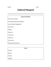 English Worksheet: Cultural Passport