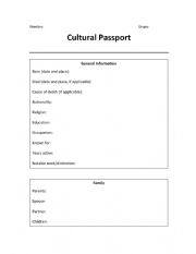 English Worksheet: Cultural Passport