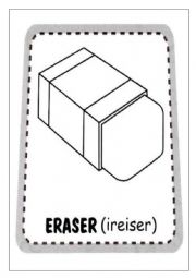English Worksheet: School objects flashcards for coloring