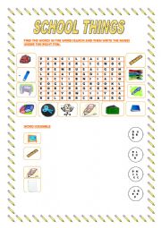 English Worksheet: School things