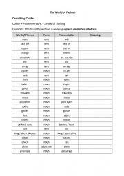 English Worksheet: Vocabulary about Fashion