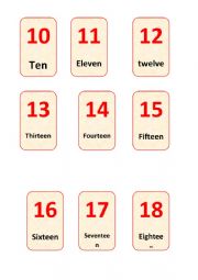 English Worksheet: fLASHCARDS NUMBERS