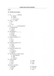 English Worksheet: A1 Diagnostic test