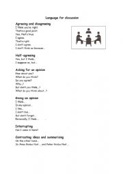 English Worksheet: formal language for discussion