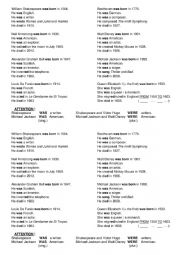 English Worksheet: past simple and famous people