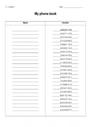 English Worksheet: Numbers - Phone Book